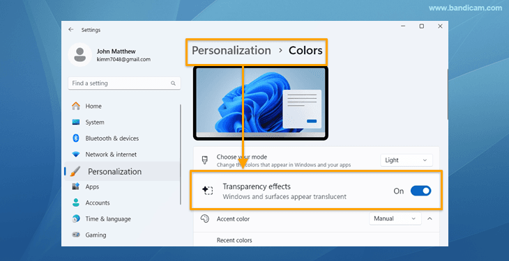 Transparenseffekt i Windows