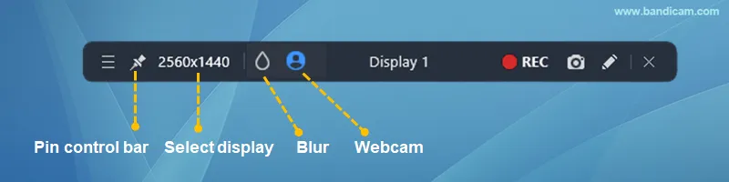 Fullscreen recording controls