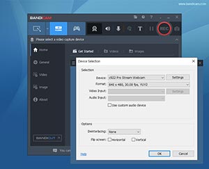 Bandicam - Webcam Device/Format Setting Webcam Device/Format Setting