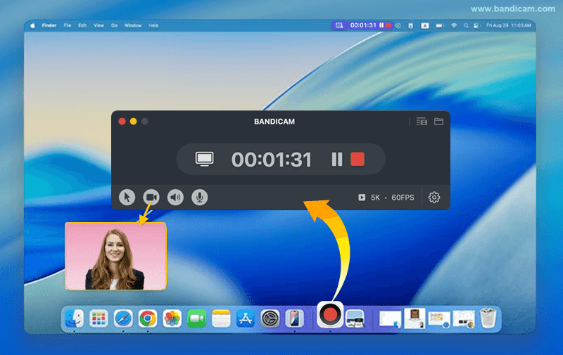 вмикати і вимикати камеру під час запису