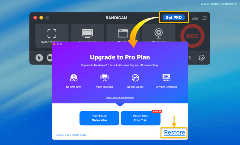 Відновлення підписки Bandicam