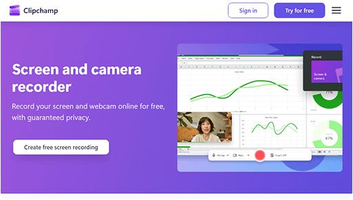 Clipchamp online screen recorder