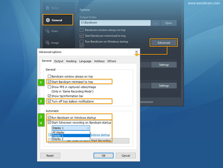 Auto Start Recording, bandicam