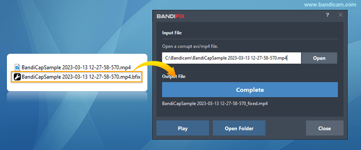 bfix file, Bandicam/BandiFix MP4 index file