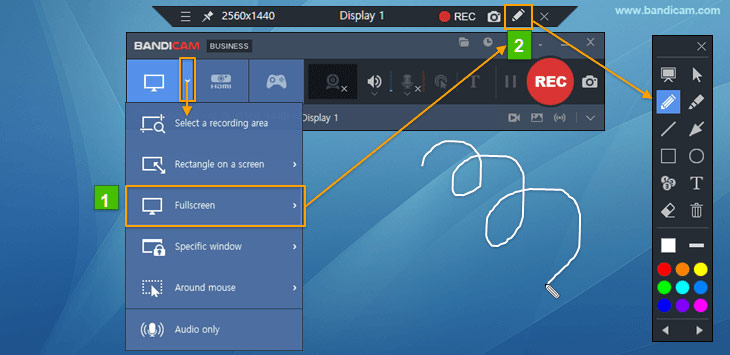 Bandicam, Fullscreen recording