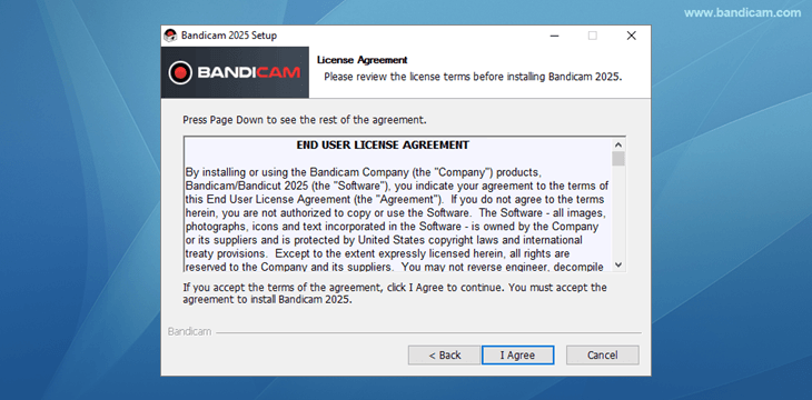 Bandicam setup - License Agreement