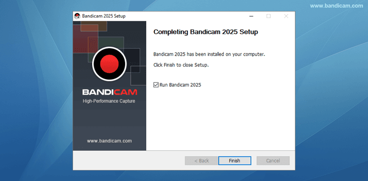 Bandicam setup - Installation complete