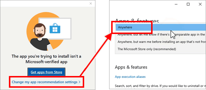 The app you're trying to install isn't a Microsoft-verified app