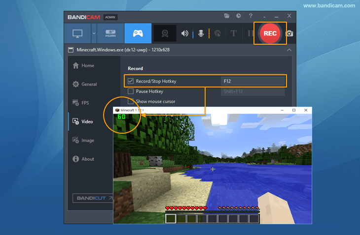 Bandicam, Press the Stop button to finish the recording
