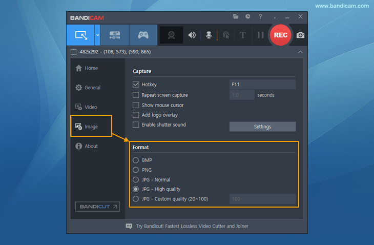 Bandicam image format