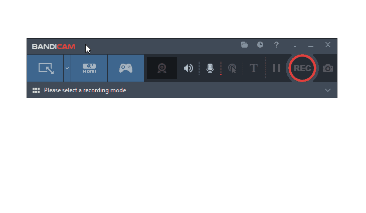 Bandicam select recording area