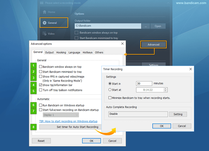 Bandicam - Advanced settings