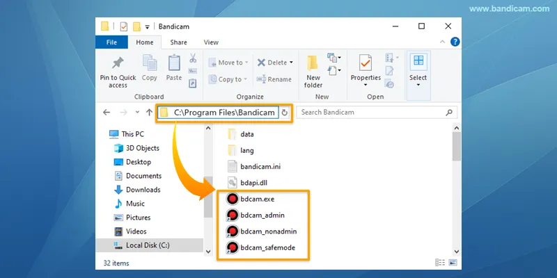 Bandicam installation folder