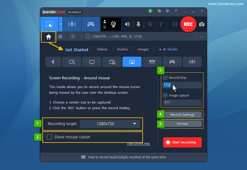 Around mouse mode settings