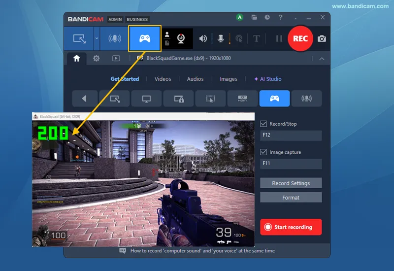 Game detected with green FPS