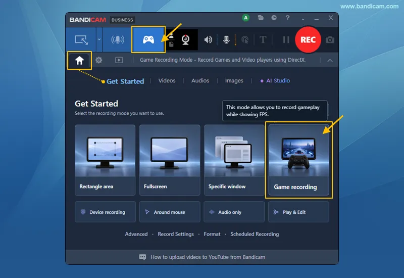 Select Game Recording mode
