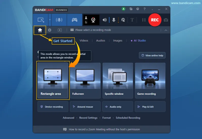 Select Rectangle area