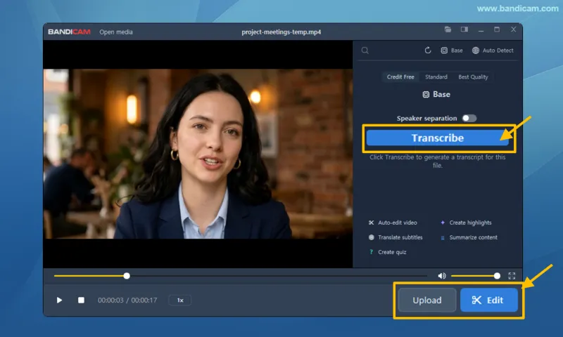 Bandicam video player