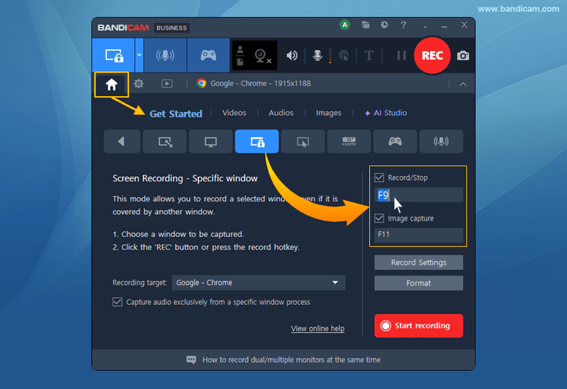 Change Record/Stop hotkey from F12 to F9