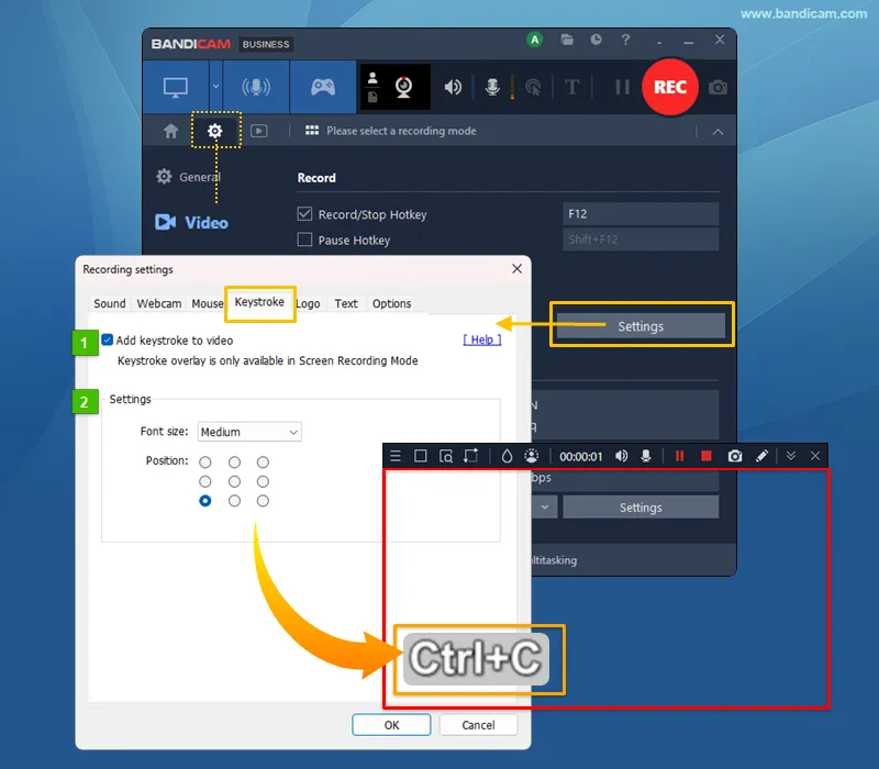 Keystroke overlay
