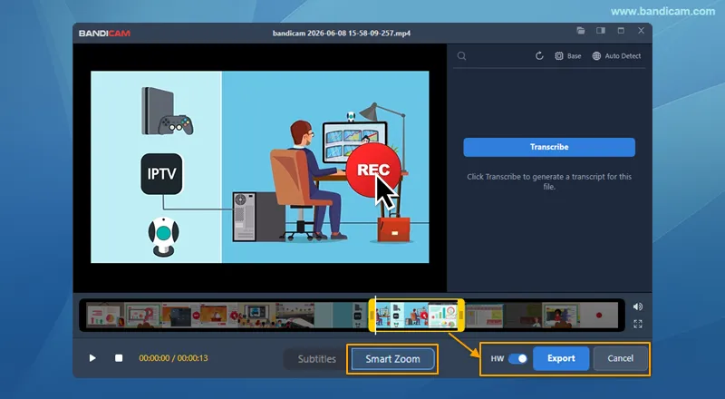 Bandicam Smart Zoom export