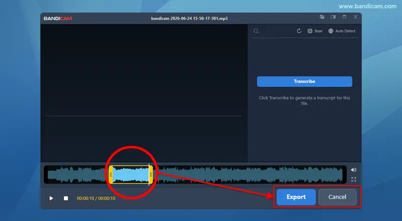 Bandicam trim audio
