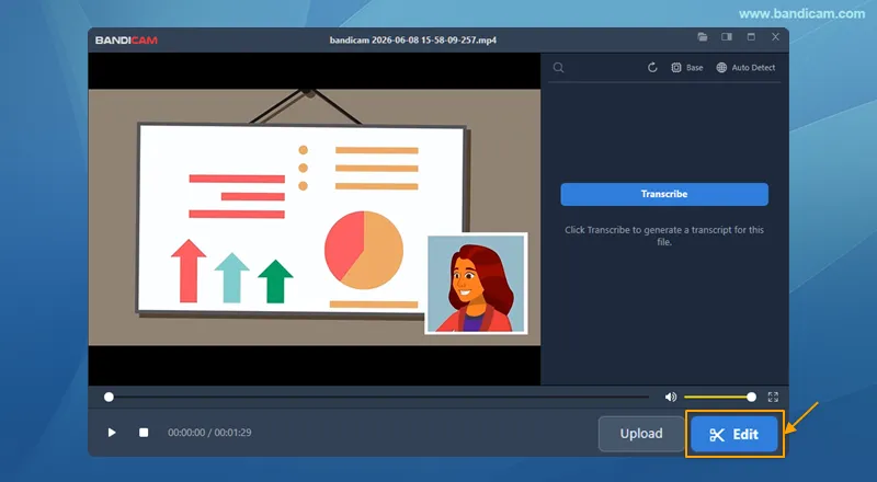 Bandicam built-in video editor