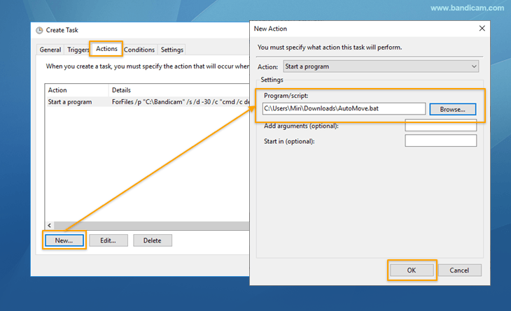 Automatically backup files to an External Drive - Bandicam