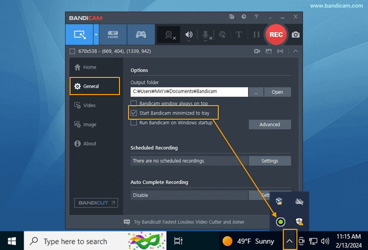 How to hide the recording window or interface - Bandicam