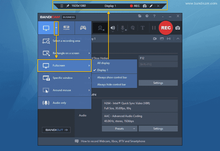 hide fullscreen control bar
