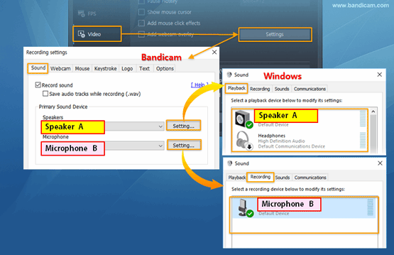 Bandicam sound settings