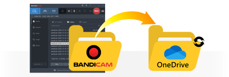 upload files to OneDrive, Bandicam