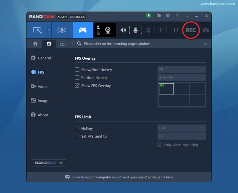 Nastavitve FPS za snemanje iger