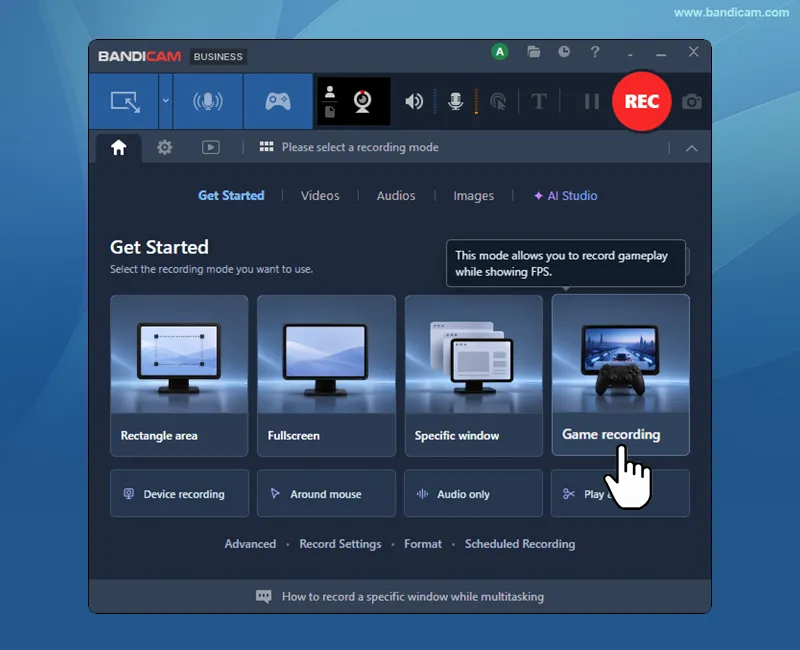 Zaženite Game Recorder