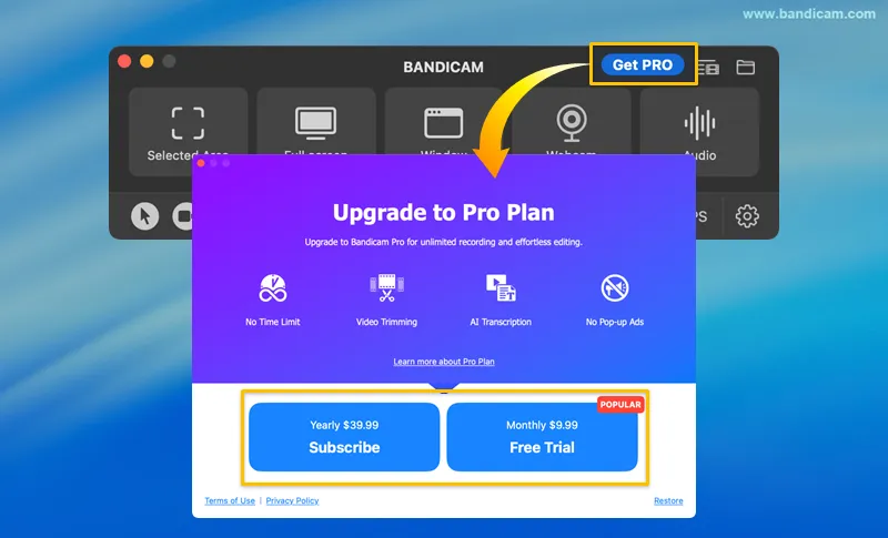 Bandicam for mac get pro