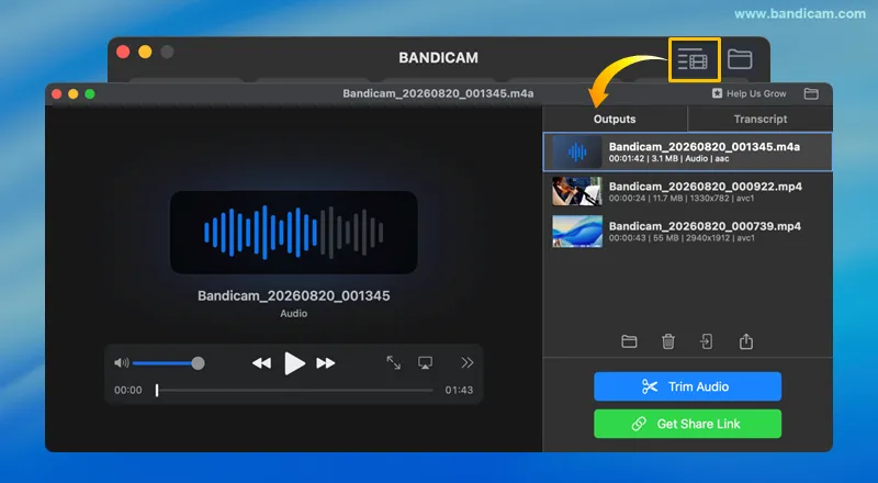 Output Audio List