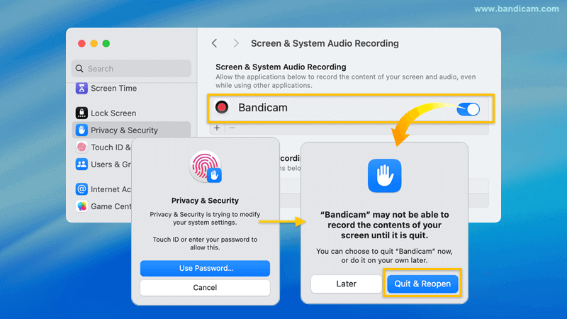 slå på omkopplaren bredvid Bandicam