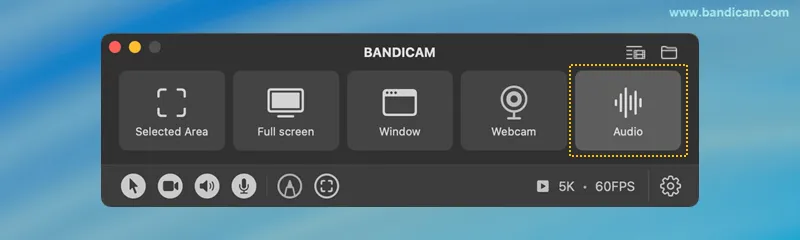 select Audio Recording mode