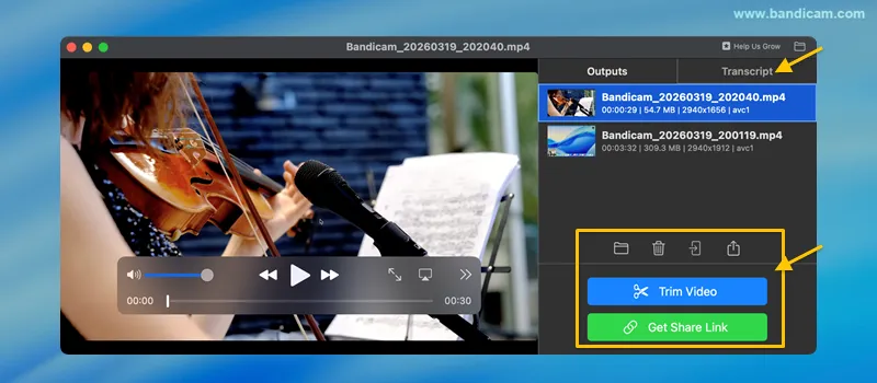 review recorded video