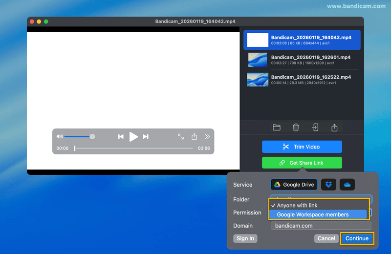 select goolge drive permission