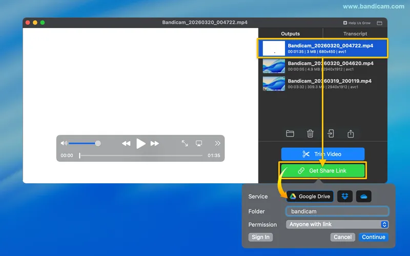 выбор Google Drive