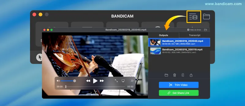 output video list