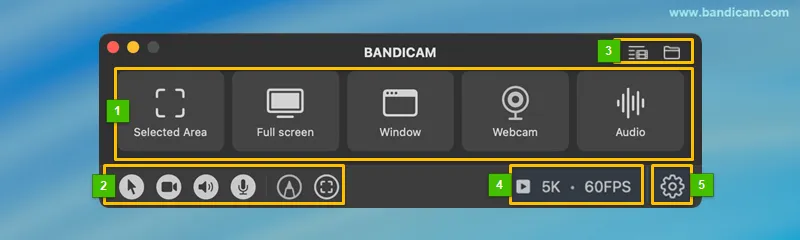 bandicam mac interface