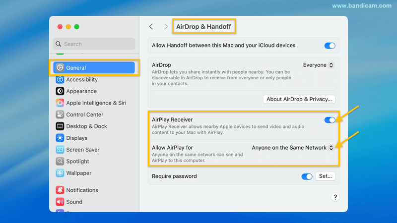 AirPlay-inställningar på Mac
