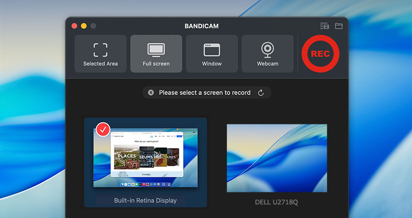 Bandicam — запис повного екрана Mac