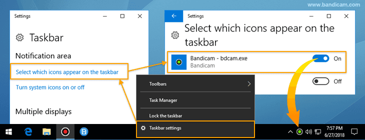 check Bandicam recording status