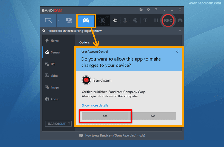 how to change what bandicam is recording