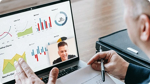 Screen recording of a presentation with a webcam overlay