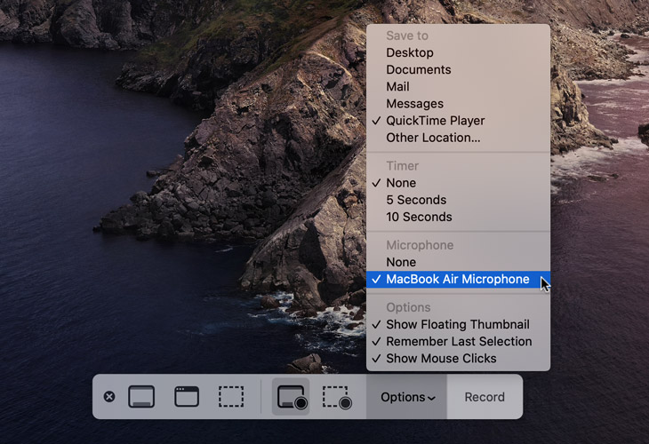 how to screen record on a macbook air with audio