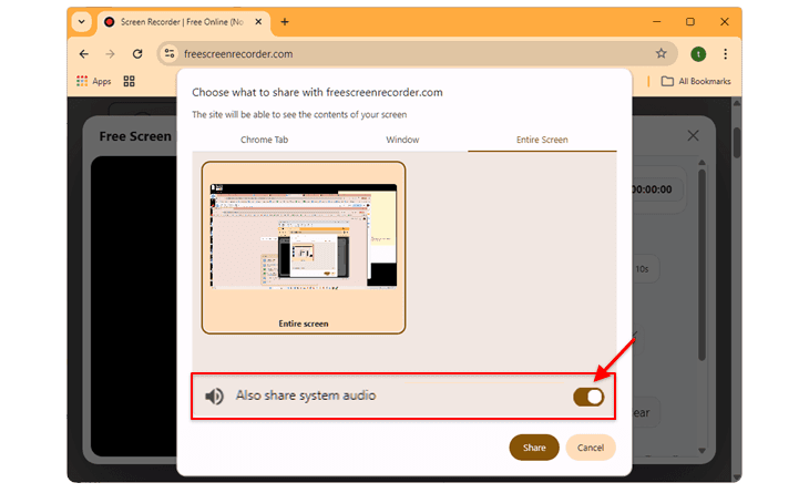 Also share system audio